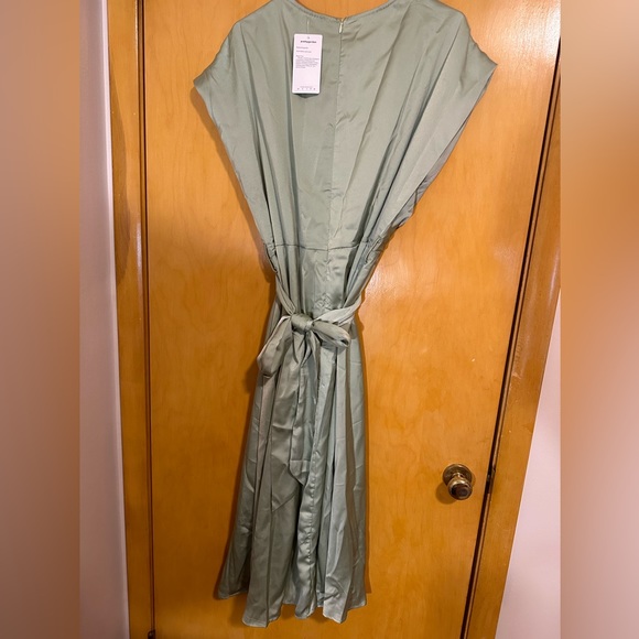 NWT Silky Sage Green Cross Front Dress - Picture 3 of 4